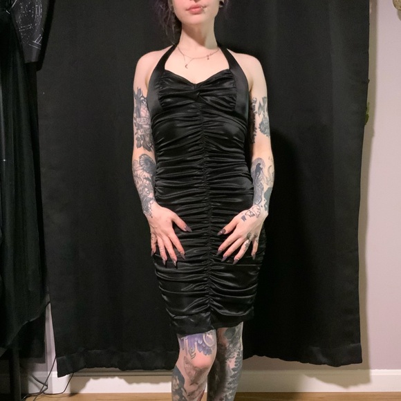 Ruby Rox Black Ruched Halter Dress - Picture 2 of 6